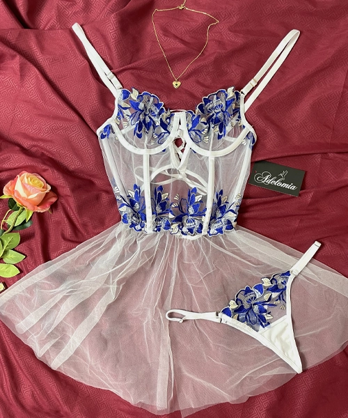 Babydoll Corset Rose - Blanco - Imagen 4